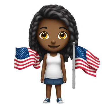 girl american flag sticker