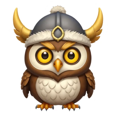 a cartoon Viking owl with horned cap sticker