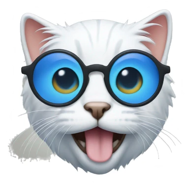 Cat with white hair and circle blue glasses sticker