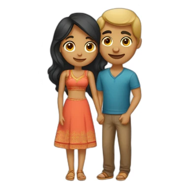 short Indian girlfriend kissing her caucasian boyfriend sticker