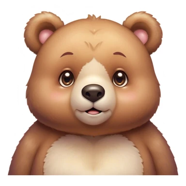 Cinematic cute soft bear, chubby round face, tiny ears, warm fuzzy fur, blushing cheeks, sparkling kind eyes, soft glowing background, heartwarming and huggable. sticker