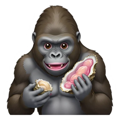 gorilla eating pink oyster, wearing veneers  sticker