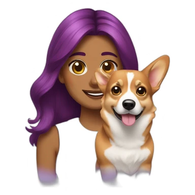 corgi and puprle hair woman sticker