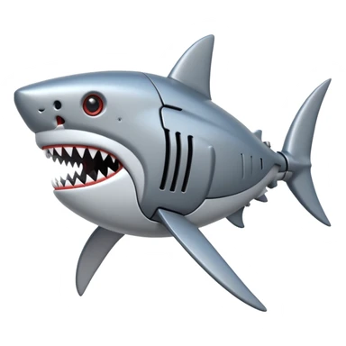 robot shark head with iron skin parts sticker