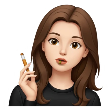 Girl with long brown hair, black outfit and a cigarette in her mouth sticker