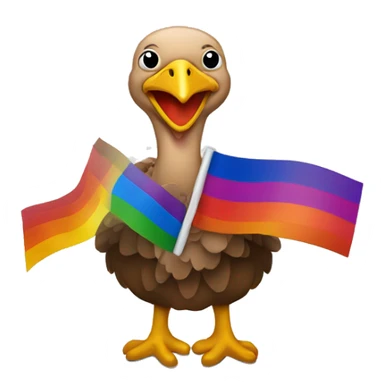 turkey holding a lesbian pride flag sticker
