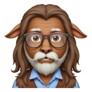 long hair goat with glasses and shirt  sticker