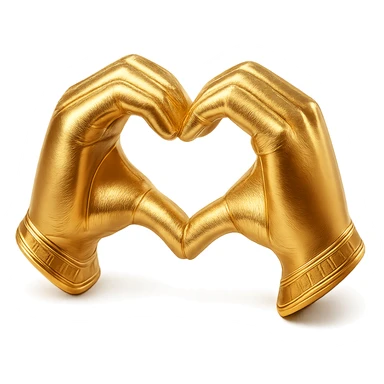 heart hands icon, hands forming a heart, shiny gold finish, luxurious and elegant sticker