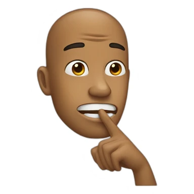 sharp jawline closed mouth finger on mouth sticker