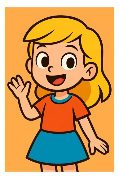 blonde girl, vibrant cartoon style sticker