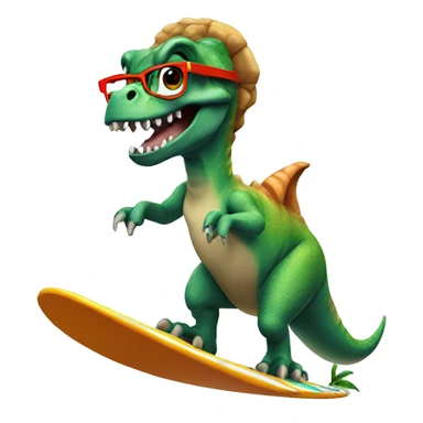 Dinosaur wearing glasses surfing  sticker