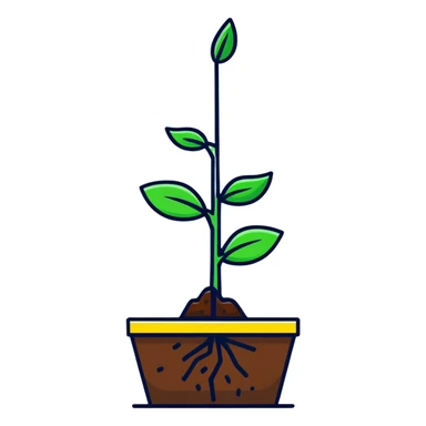 A small green plant sprouting from soil, growing upwards, with a blue progress bar above it indicating gradual improvement sticker