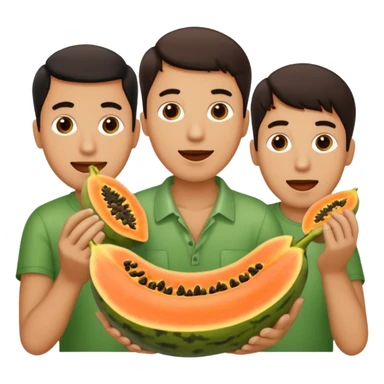 3 hombres comiendo papaya partida en 2 partes sticker