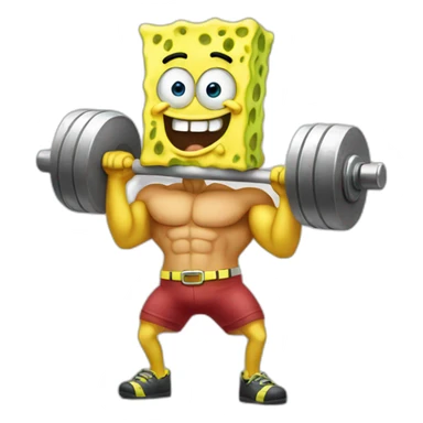 muscular SpongeBob lifting weights sticker