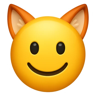 yellow face with orange fox ears emoji, digital illustration sticker
