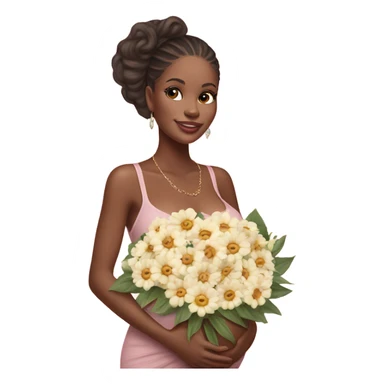 Photo of a Victoria secret model pregnant posing with flowers at her baby shower  sticker