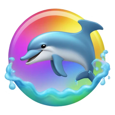 Dolphin swimming through rainbow sticker