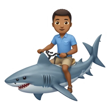 Black man wearing a shirt riding a shark sticker