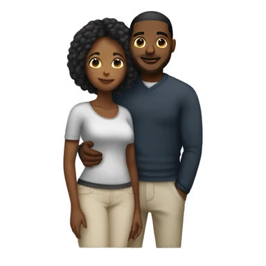 black couple hugging. The black woman with a big bum with a straight layered bob sticker