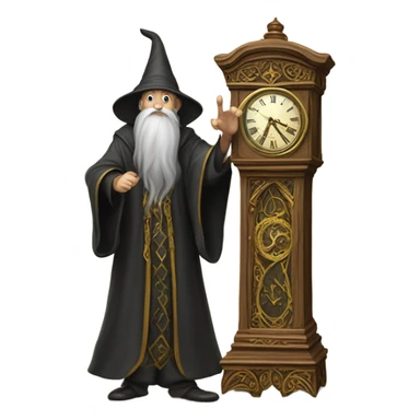 wizard stepping on a large clock sticker