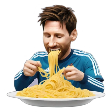 Lionel Messi comiendo pasta sticker