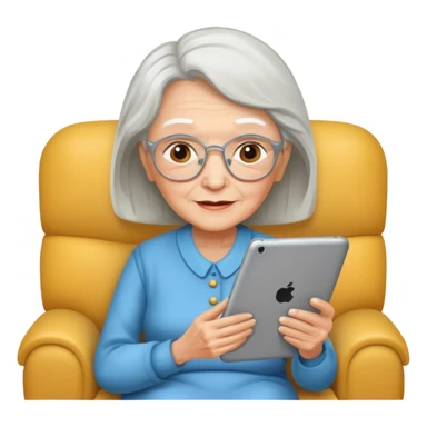 Rentnerin auf der Couch mit Tablet  sticker