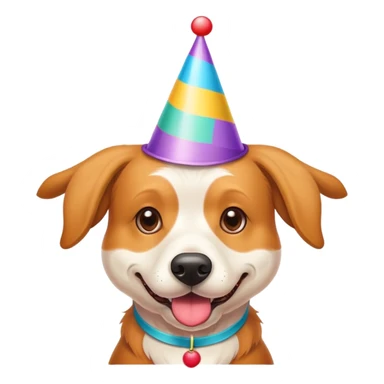 Weirnerdog wearing a party ha sticker