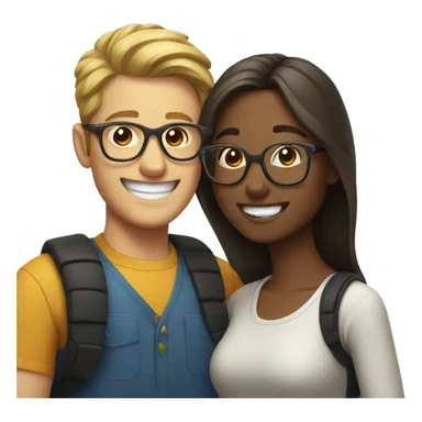 happy duo with glasses sticker