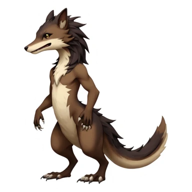 Brown and beige badass elegant wild beautiful natural cute badass epic anthro modern sergal-vernid-creature, full body, dark-brown-black-gradient pretty hair, outside, modern, anthropomorphic, aesthetic, art by LiLaiRa, art by art by Falvie sticker