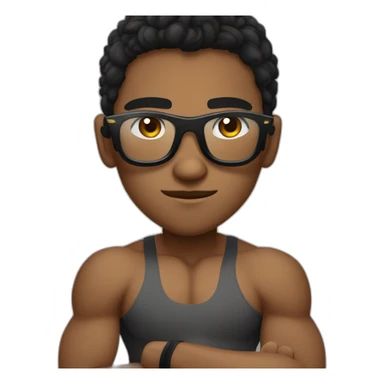 Boy Sri lankan MMA fighter with glases black and lisse hairwhit a boxer potition sticker