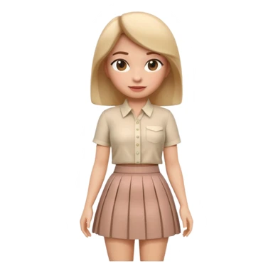 A 3D cartoon outfit with a blouse and skirt arranged together, clean background, natural light, realistic Memoji-style look. sticker