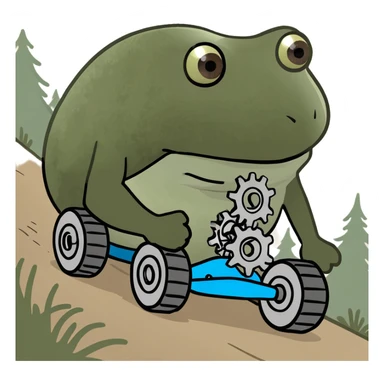 bufo hiking uphill with gears sticker
