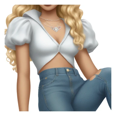Glinda wearing a Sharkira croc top and short jeans  sticker