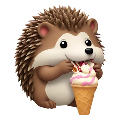 Hedgehog eating ice cream sticker