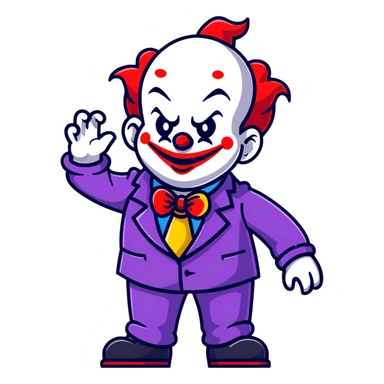 demonic clown wearing a leisure suit sticker