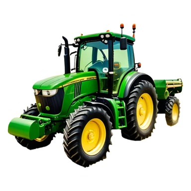 John Deere 6155M (2020) – Cinematic-realistic John Deere 6155M tractor, its iconic green and yellow body rolling across vast Australian farmlands. The powerful engine hums as it tows a massive plow, cutting through golden fields under a clear blue sky, dust rising in its wake. sticker