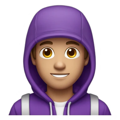 guy with brown hair and a purple cap white skin wearing a purple hoodie sticker