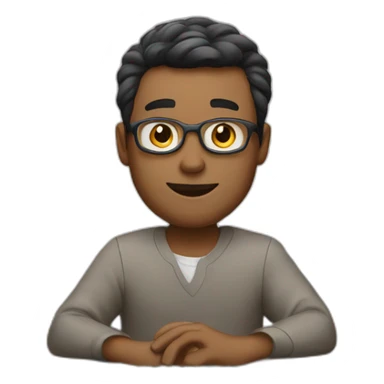 A man working in desk computer sticker