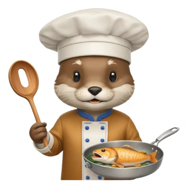 Otter chef cooking fish sticker