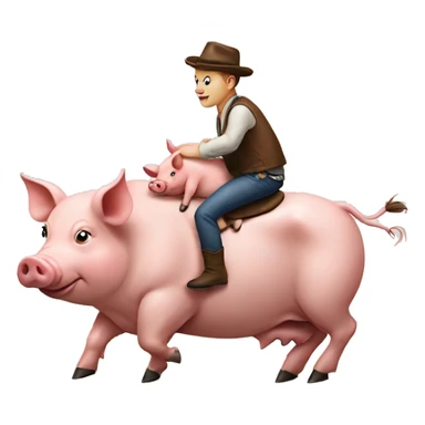 Pig riding a cows back sticker