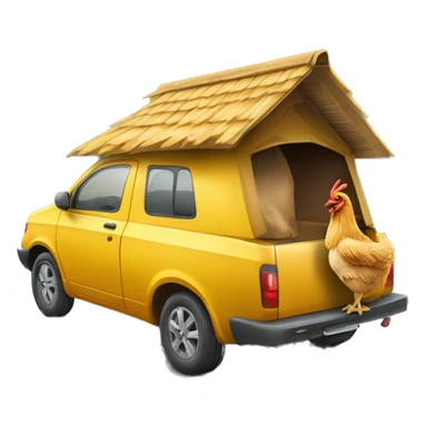 Ein Huhn mit einem Hut auf dem Dach eines Autos  sticker