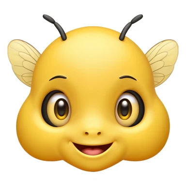 Yellow big shiny eyes emoji smiling and blushing with Bumblebees around it and its happy sticker
