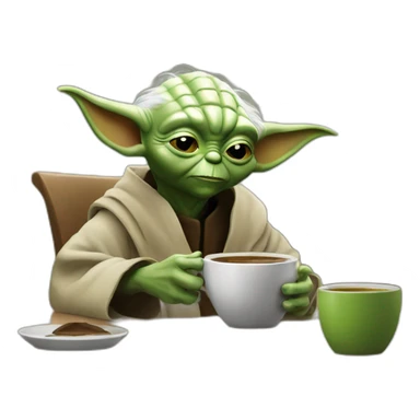 yoda drinking coffee sticker
