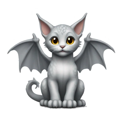  dragon wings on tiny light grey kitten sticker