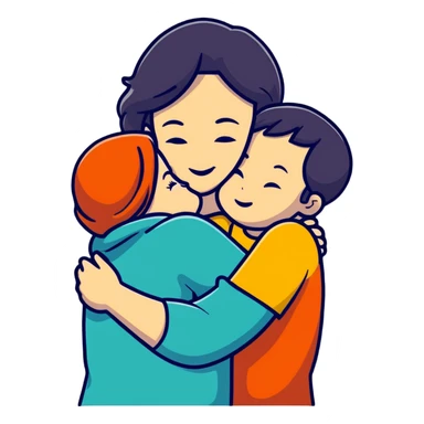 Mother hugging a child sticker