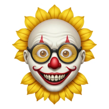 The terrifier clown wearing sunflower glassess, cartoon sticker