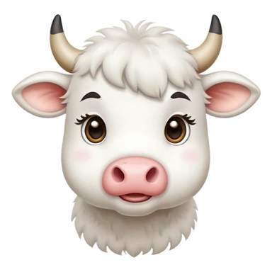 White cow with adorable cute expression that makes you say awww sticker