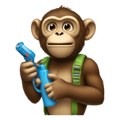 Monkey holding a water gun sticker