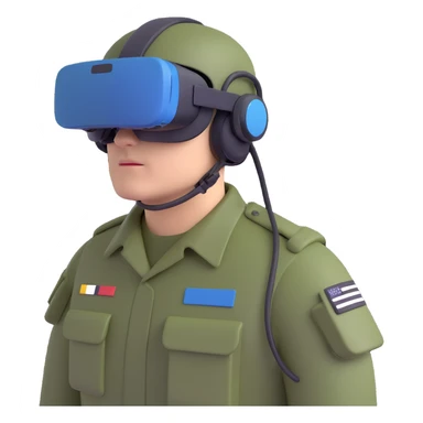 A military man wearing a VR helmet sticker