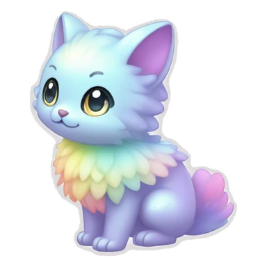 Shiny Kawaii Innocent Shy Baby Sparkly Colorful Pastel Fluffy beautiful fantasy Kawaii Ethereal Sona Fakemon-animal Full Body sticker